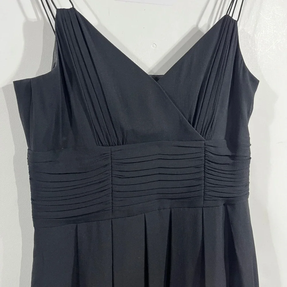 Ann Taylor 90s Minimalist Fairy Grunge Old‎ Money 100% Silk Black Midi Dress 8